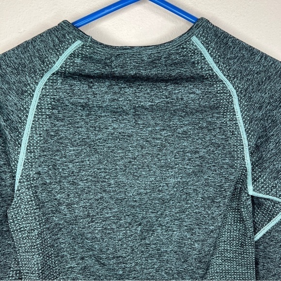 LARGE VICTORIAS SECRET PINK GREEN LONG SLEEVE ATHLETIC ACTIVEWEAR CROP TOP - Picture 3 of 11